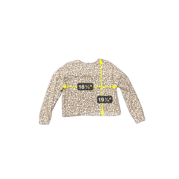 Gaze Leopard Print Crewneck Long Sleeve Crop Top Tan White Sz Small Animal Print - Picture 6 of 9